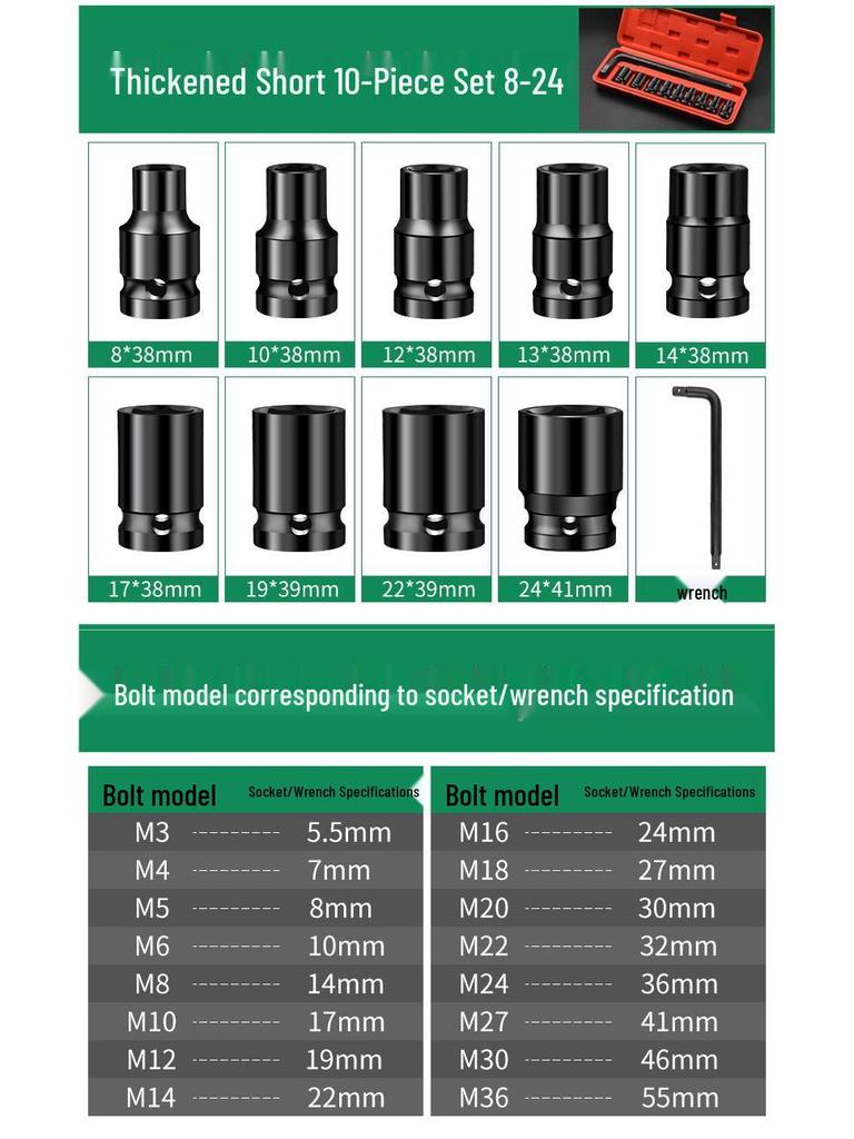 Comprehensive Electric Wrench Kit: Large, Medium, Small Socket Set with Air and Electric Wrench Tool Attachments