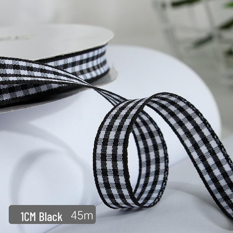 1cm Solid Color Plaid Ribbon for Cake Box Packaging and Decoration