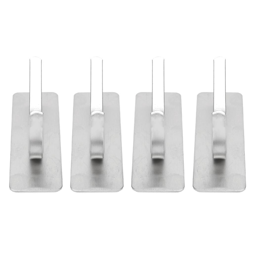 4pcs Adhesive Hooks Hole Free Wall Hangers Coat Hat Stainless Steel Hooks Bathroom Adhesive Hangers