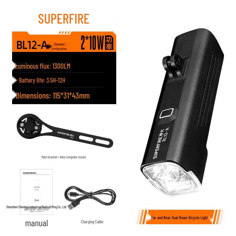 Shenhuo BL12 Series Under-Mount Bicycle Front Light & Flashlight