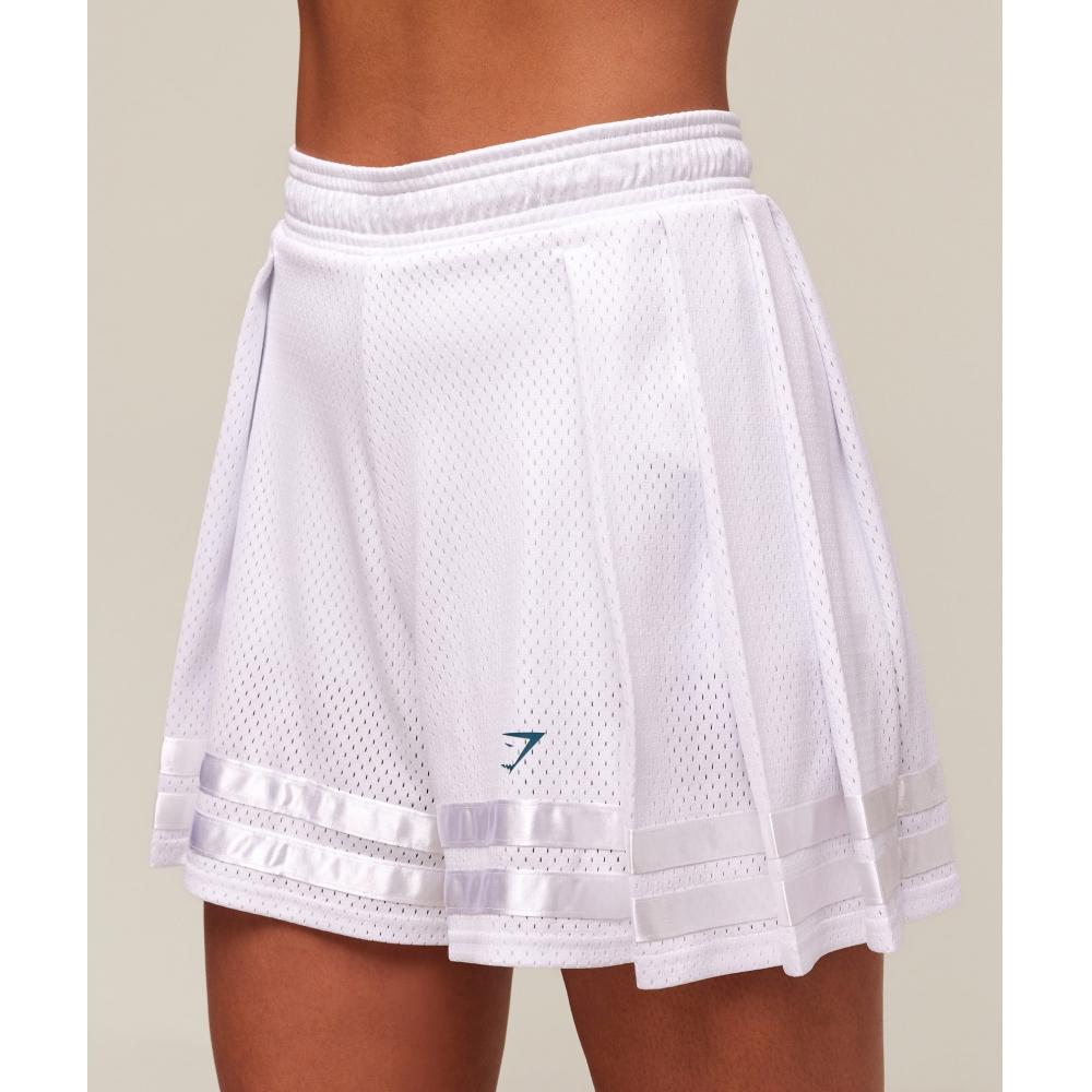 Gymshark Mesh Pleated Shorts White B3b5x Wb57