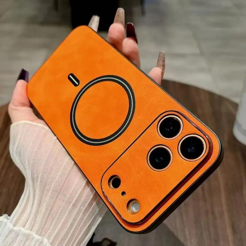 For Magsafe Leather Deer Shockproof Phone Cases For iPhone 17 Air 16 15 14 Plus 13 12 11 Pro Max Magnetic Wireless Charge Cover