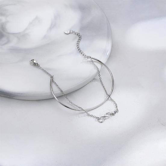 Women Bracelet Double Layer Bright Luster Pendant Everlasting Love Electroplating Anniversary Souvenir Unfading Infinity Charm Bracelet Bangle