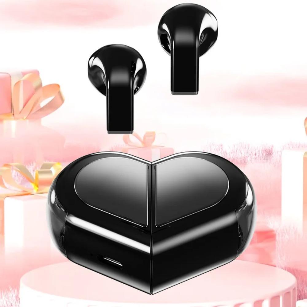 Low Latency Rotatable Bluetooth Earphones Stereo Bass Heart Shape Headphones Women