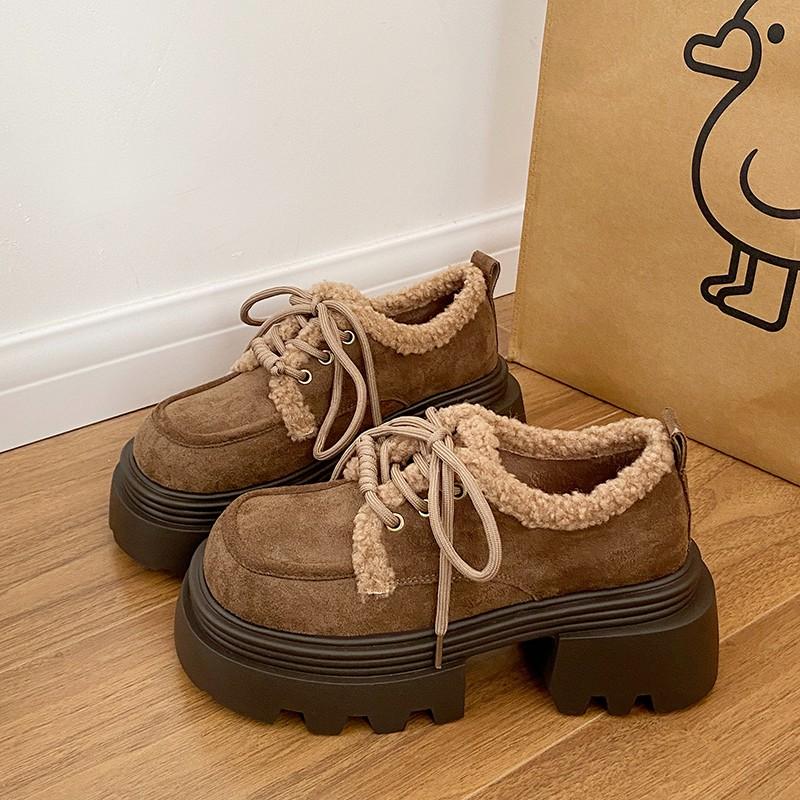 

Модная женская обувь на толстом каблуке, осенняя новинка, с круглым носком, глубоким вырезом, передним ремешком, толстой подошвой, нескользящая, износостойкая, низкая обувь 40