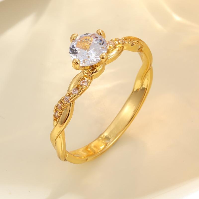 3 Kolory Twist Klasyczny Pierścionek Zaręczynowy Ślubny ze Sztucznym Cyrkoniem dla Kobiety Dziewczyn Prezent Pierścionki