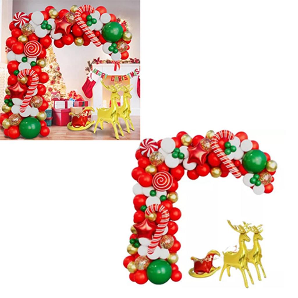 Zestaw łuków z girlandą balonów świątecznych Metaliczny złoty zielony czerwony biały Balony świąteczne dekoracje na Nowy Rok