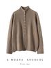 Design-Conscious Pure Cashmere Twelve-Stitch Roll-Edge Turtleneck Cardigan - Autumn/Winter Solid Color Loose Fit