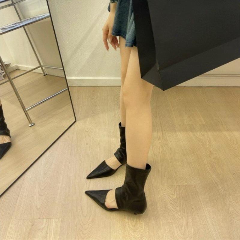 Fashion Summer Boots Style Hottie Sexy Pointed Head Women Shoes High Heels Hollow Comfortable Cool Boots Elastic Short Boots Women Shoes