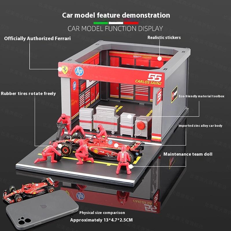 In Stock Bburago F1 1:43 Ferrari Sf24 #16 #55 Pit Pass 6pcs Maintenance Worker Doll Diecast Model Piece Pit Crew Toys Gift