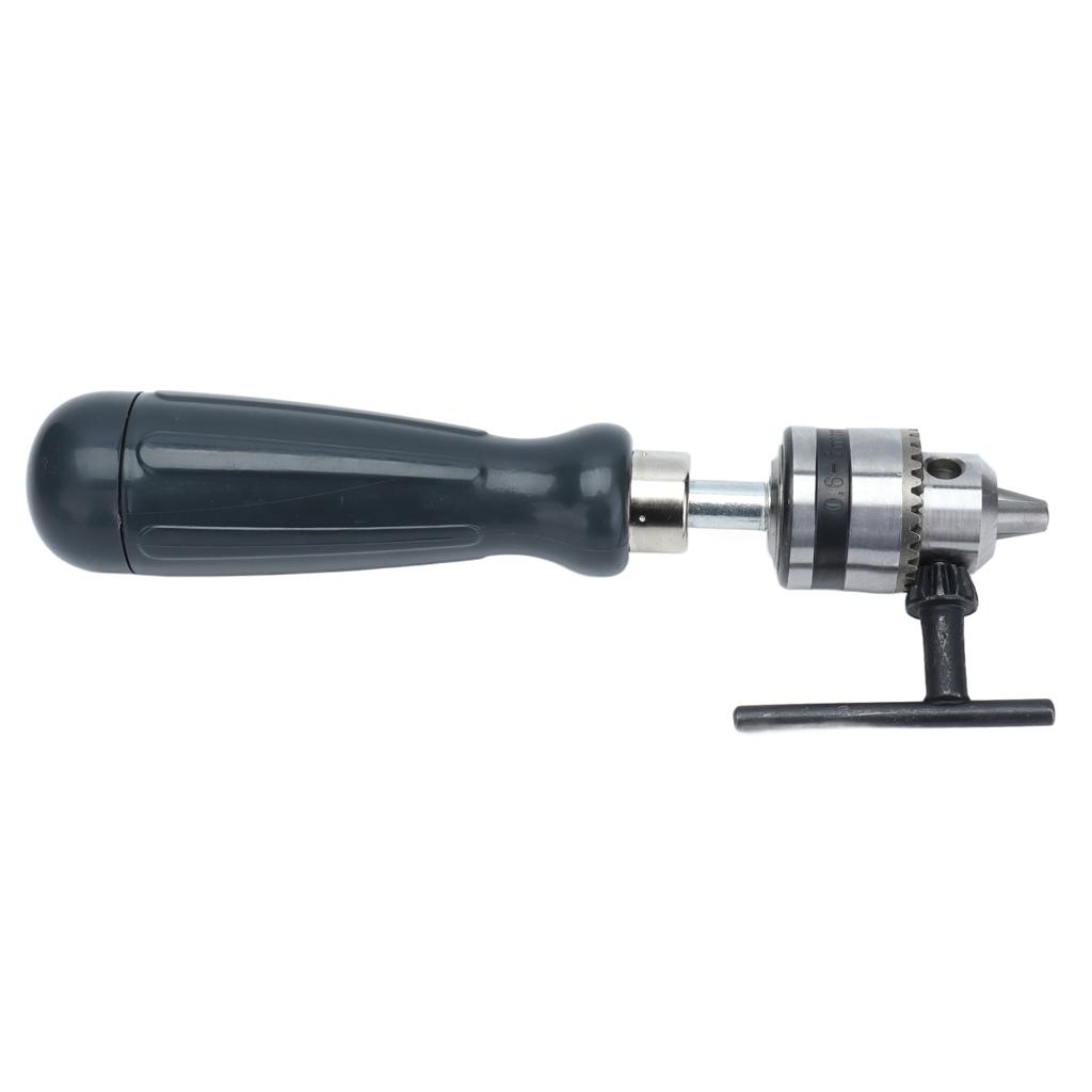 Hand Drill Carbon Steel Manual Crank Drill with Chuck Key and 5pcs Drill Bit for Plastic Wood