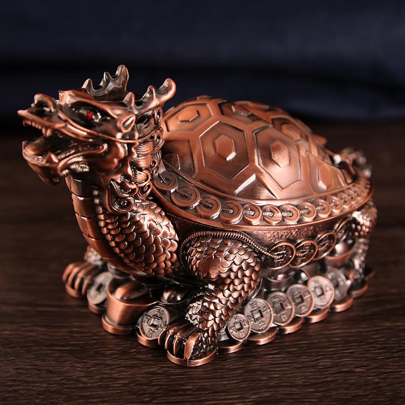 European retro dragon turtle ashtray creative personality trend spherical metal cover multi-functional office home living room