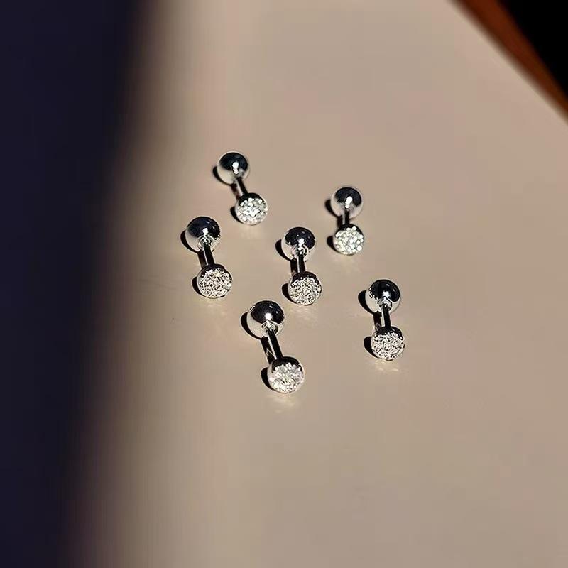 Round Micro-set Ear Stud Earrings for Screwing In Ear Holes, Mini Small Earrings