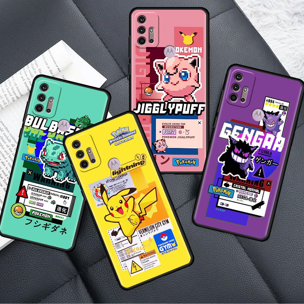 

Чехол с изображением покемона Пикачу для Motorola G30 G60 Edge 20 G9 G22 G8 Power G31 G500 G50 30 Pro, черные мягкие чехлы для телефона