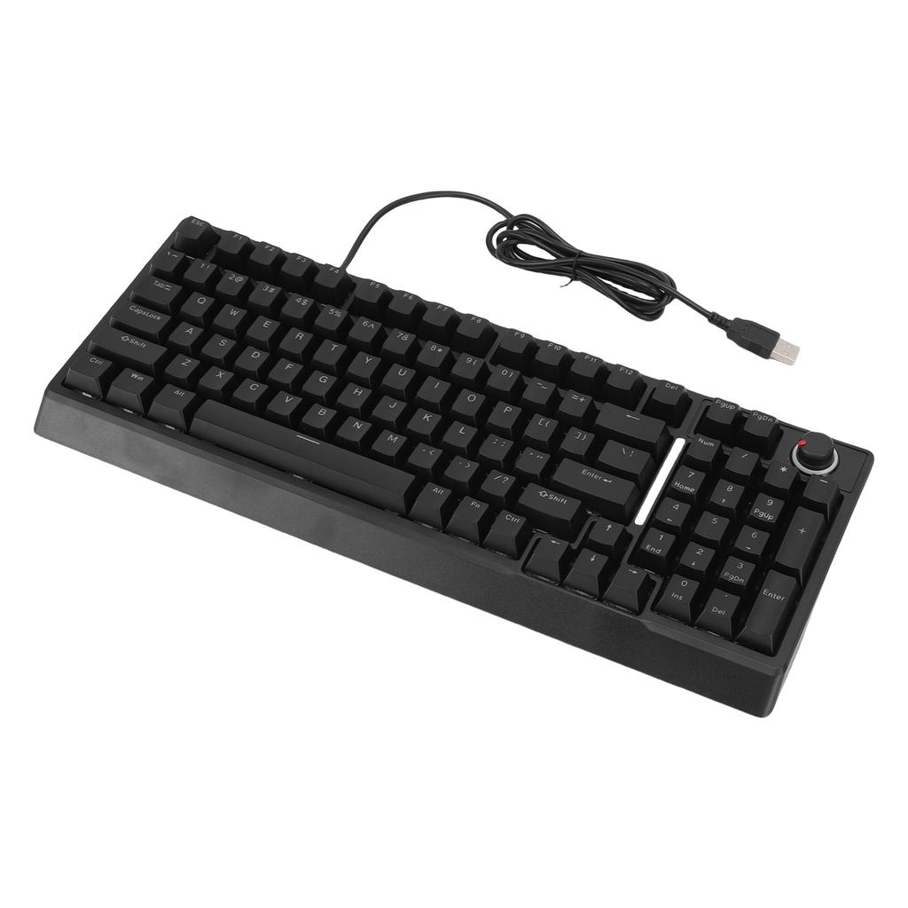 Wired Small Keyboard 98 Keys RGB Mechanical Feel Portable with Knob for Gaming Business Work PC