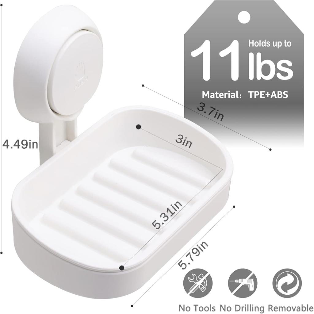 Seifenhalter für Dusche Saugknopf Wandmontiert Selbstentwässernd KEIN Bohren Abnehmbarer Seifenschwammhalter für Badezimmer Badewanne Ki