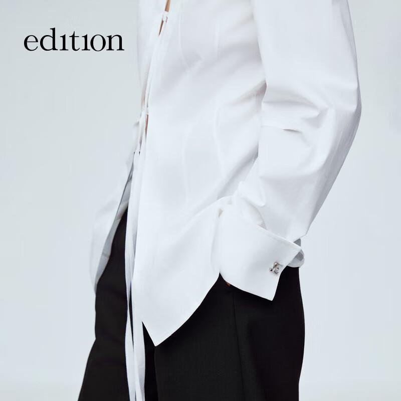 Elite Wardrobe French Tie-Waist Long Sleeve White Shirt
