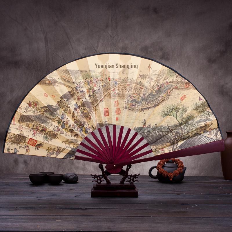 Éventail pliant de style ancien de 8 pouces: Éventail promotionnel portable pour hommes chinois