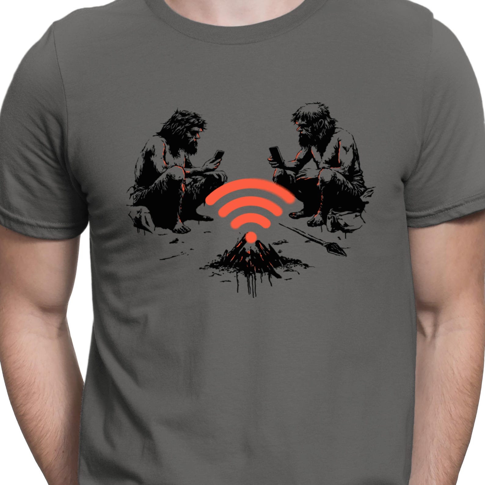 Internet Wi-Fi T Shirt Banksy Caveman T-shirt Funny Ironic Parody tee L