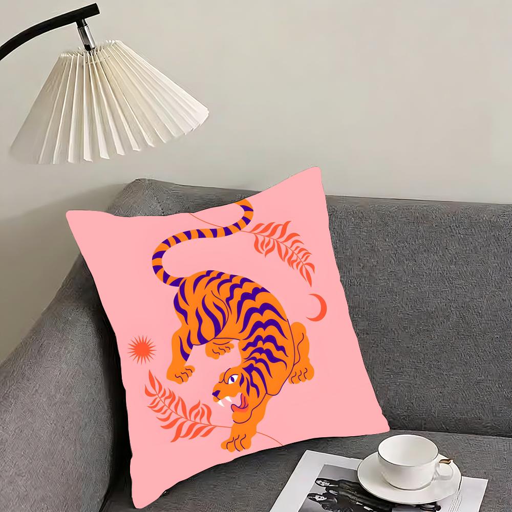 Animal Style Tiger Fashion Cushion Cover Pillowcase Ultra Soft Skin Friendly Fabric Cloud Like Comfort  Concealed Zipper