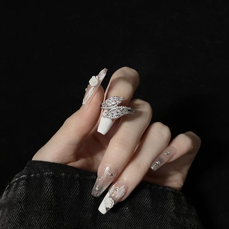 Simple Ring, Female Niche Design Sense, Cold Wind, Light Luxury, High-End Personality, Diamond-Encrusted Zir*****Pen Ring