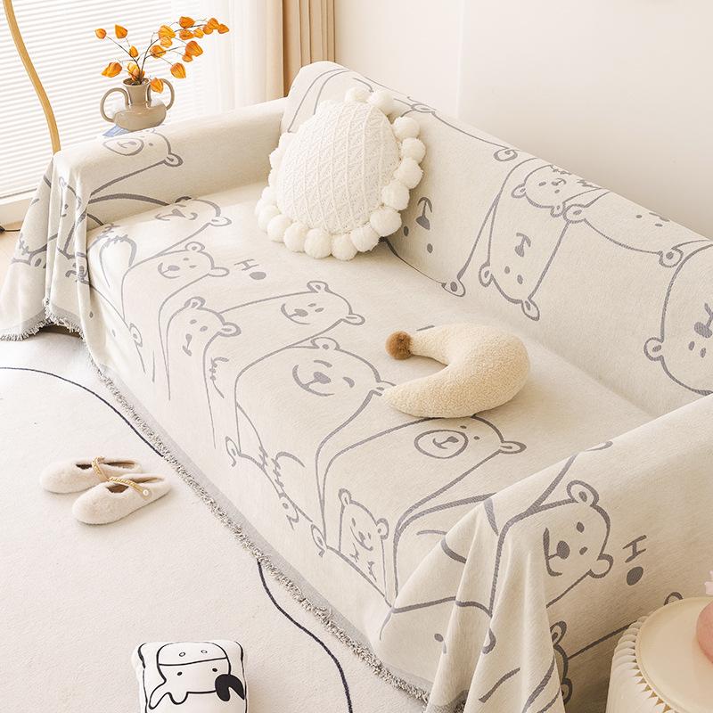 Chenille Sofa Towel Full Cover Cloth Cartoon Creative Sofa Slipcover All-Inclusive Universal Cover Non-Slip Anti-Scratching Sofa Cushion Blanket