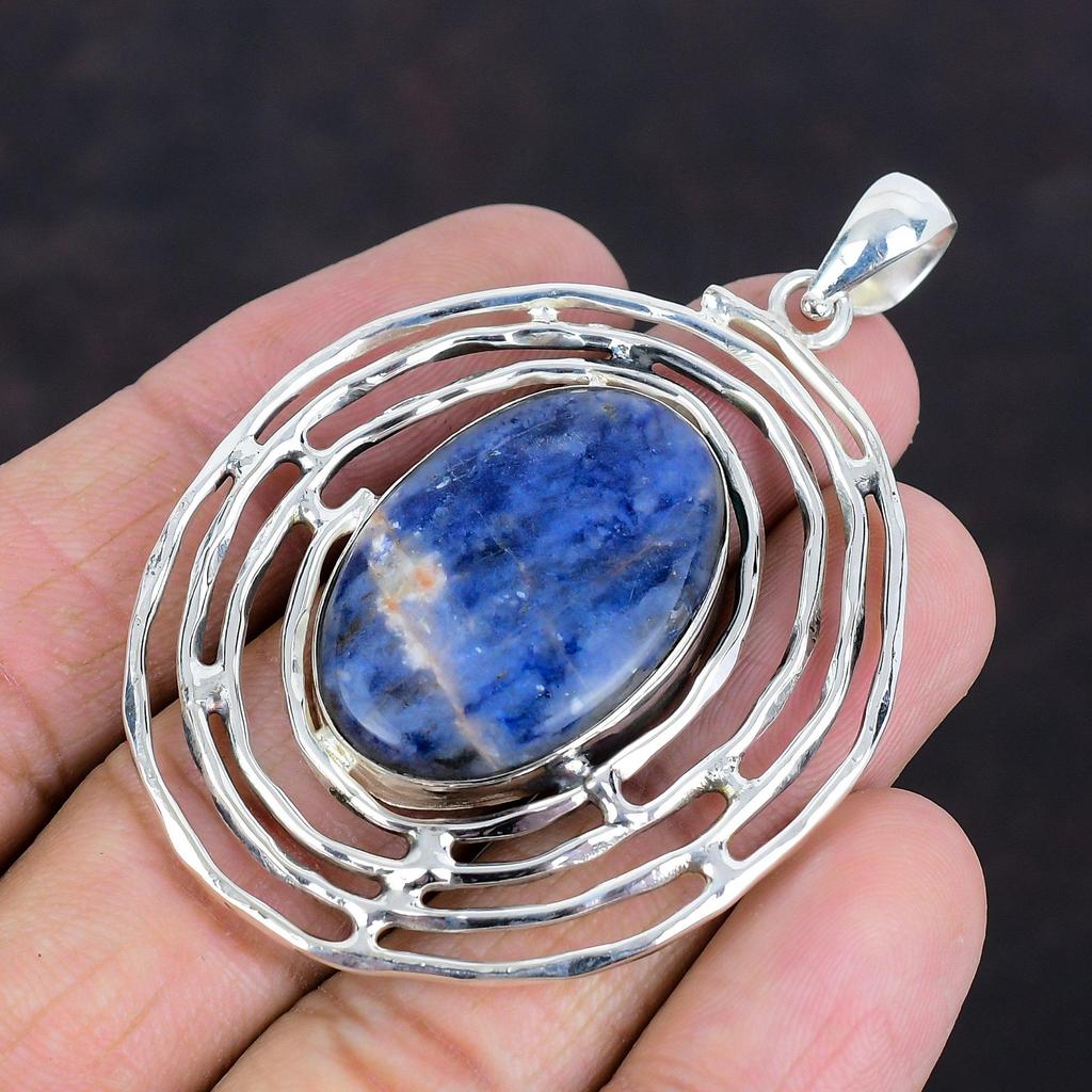 Sodalite Gemstone Pendant Handmade Jewelry 925 Sterling Silver Pendant Top Quality Sodalite Jewelry Anniversary Gifts Latest Design Pendant