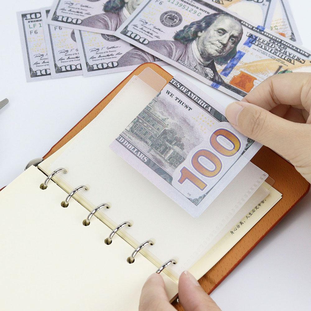 A7 5Pcs Binder Pockets Binder Zipper Folders for 6 Ring Notebook Divider Page Waterproof PVC Leaf Document Filing Bag