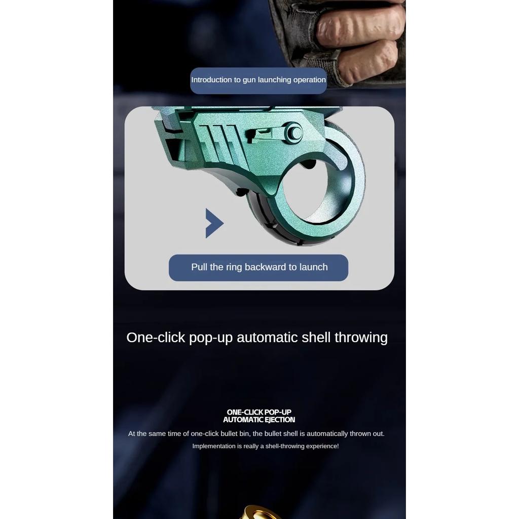 Toy Gun Stress Relief Ring EDC Mini Metal Agent Gold Finger Throwing Shell Fake Gun for Adults Boy Fingertip Gyro Fidget Spinner