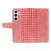 For Samsung Galaxy S24+/Galaxy S25+ Leather Case Wallet Stand Grids Imprinted Phone Cover with Strap