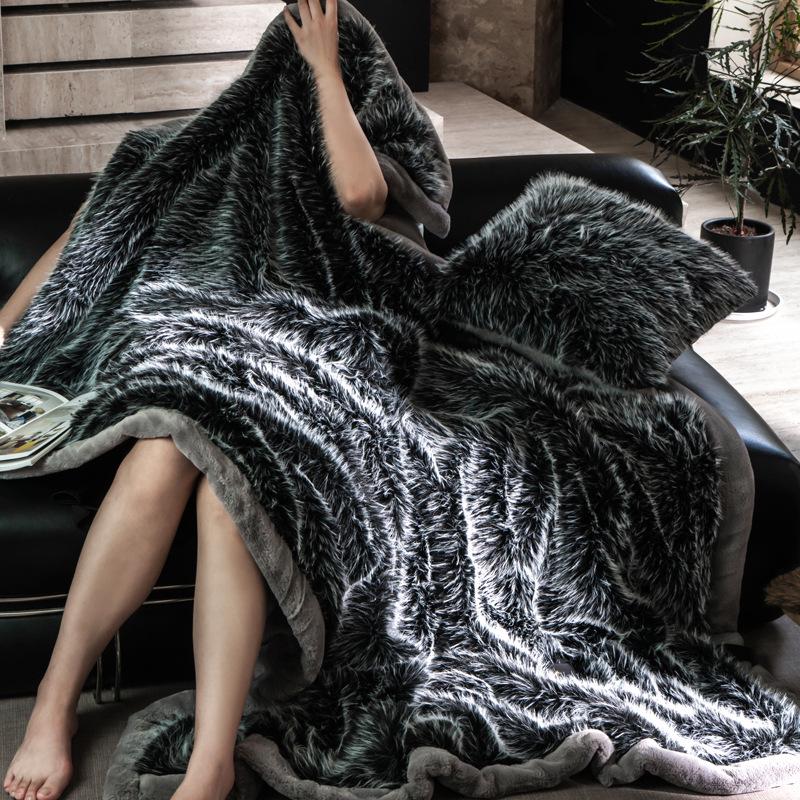 Luxus-Kunstfuchs-Raschel-Decke - Verdickte Winter-Sofa- & Klimaanlagen-Abdeckung