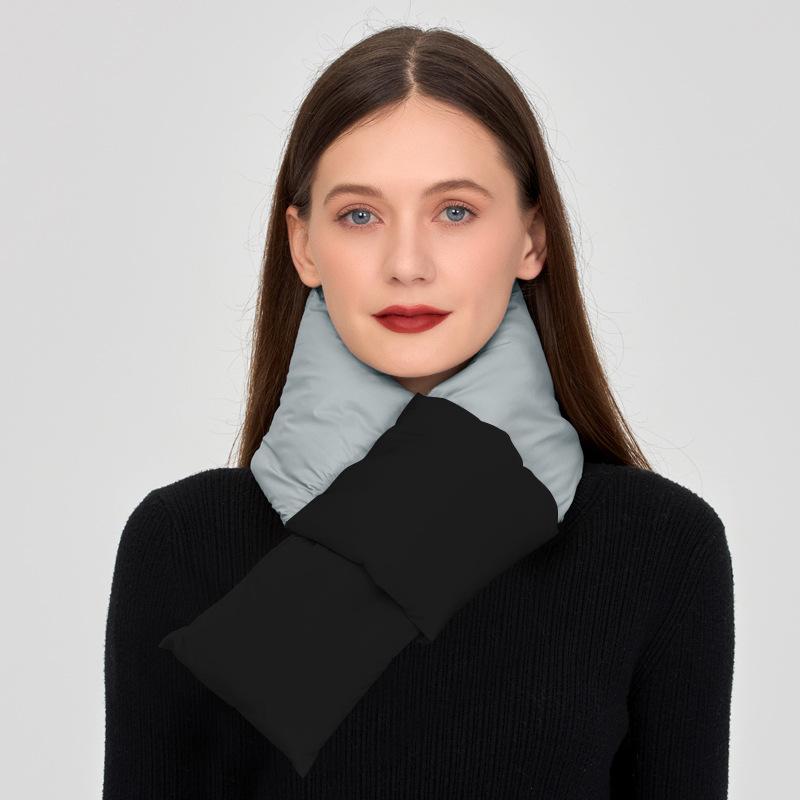 Winter color matching scarf to keep warm men and women's high-end sense fashion scarf down cloth trend thickened versatile scarf