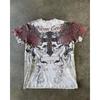 T-shirt d'été pour homme, mode européenne et américaine, respirant et confortable, col rond, imprimé aile et croix, haut d'extérieur