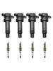 4X Ignition Coil +Spark Plug UF636 For Kia Rio Soul Hyundai Accent Veloster