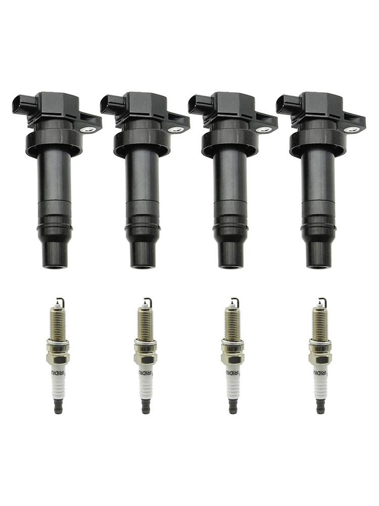 4X Ignition Coil +Spark Plug UF636 For Kia Rio Soul Hyundai Accent Veloster