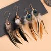 Hanging Long Tassel Feather Earrings Boho Peacock Tassel Earrings  Beach Vacation