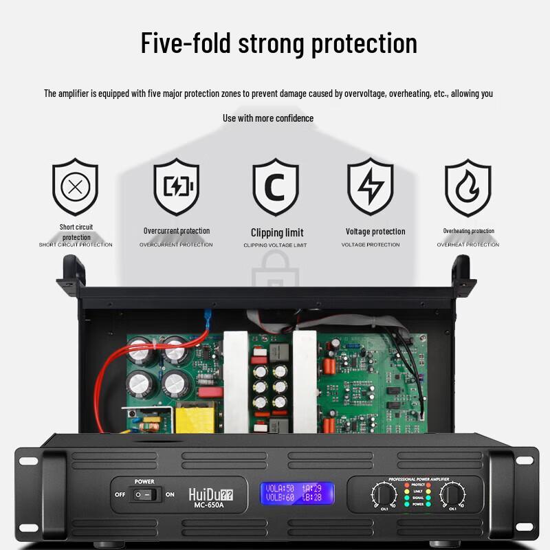 HuiDu Professional Dual Channel Digital Power Amplifier (CN Version)
