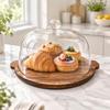 Round Acacia Wood Serving Tray Portable for Celebrations
