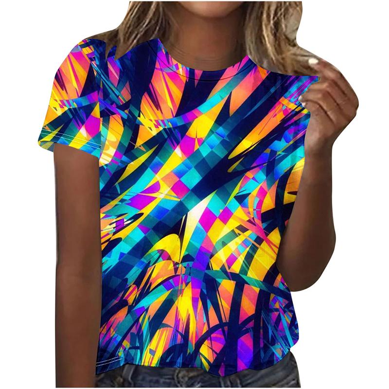 Summer Top Women Chroma Printed Women's T-Shirt Oversized T-Shirt Popular Clothes Women Clothing Short Sleeve Tee Female Shirts