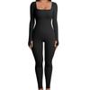 2023 Women's Ribbed Long Sleeve Yoga Bodysuit Jumpsuit