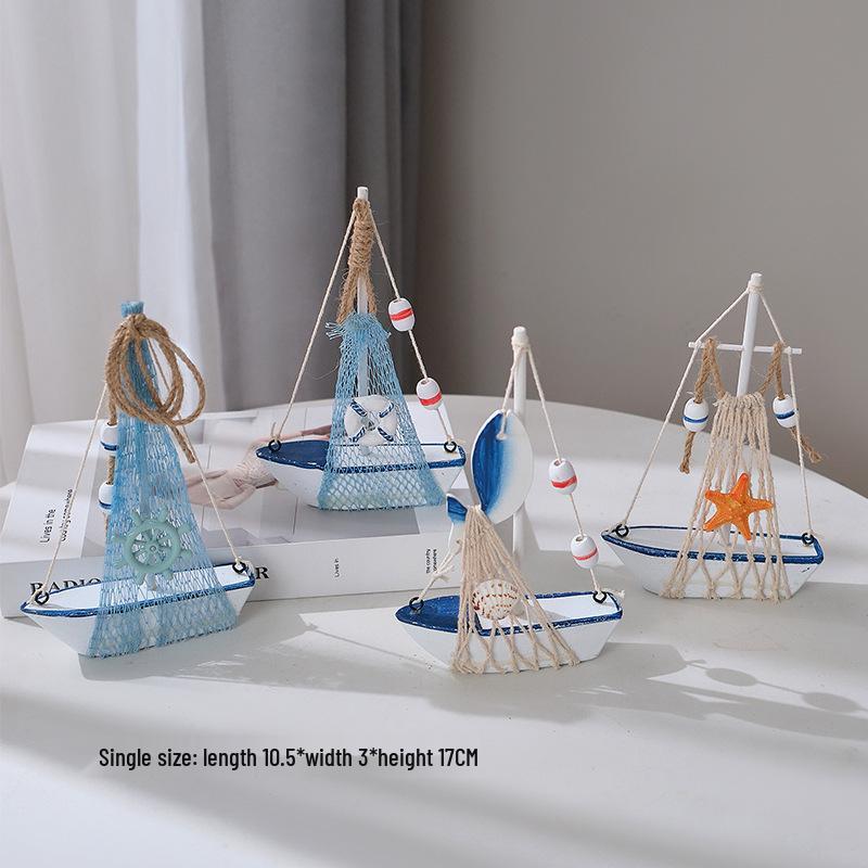 Porzellan Segelschiff Modell im mediterranen Stil - Kreative Holz Heimdeko Ornamente