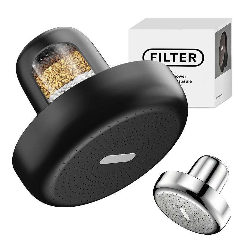 Skin Care Professional Water Filter System ABS Material Filtered Shower Head Electroplating Multifunction Water Purifier Machine (Black,N/A)