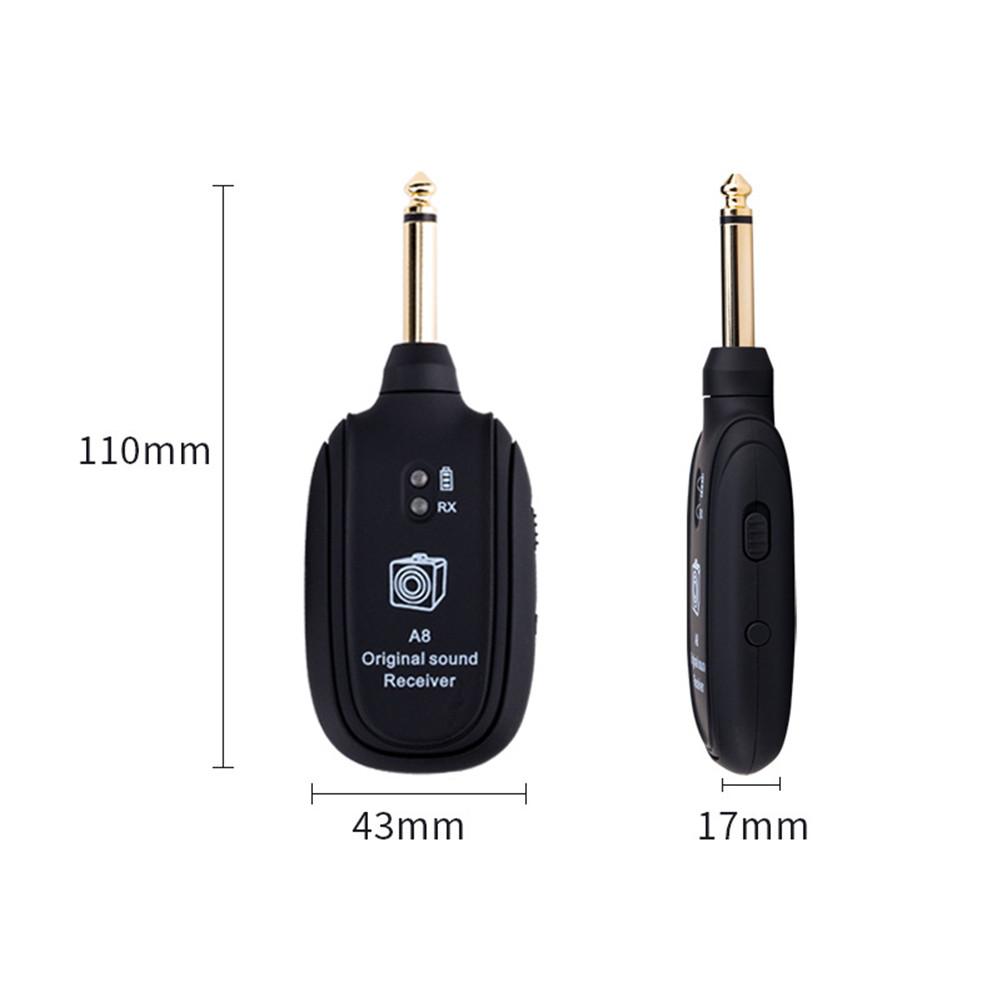A8 UHF Guitar Wireless System Transmitter Receiver Built-in Rechargeable Wireless Guitar Transmitter For Electric Guitar Bass