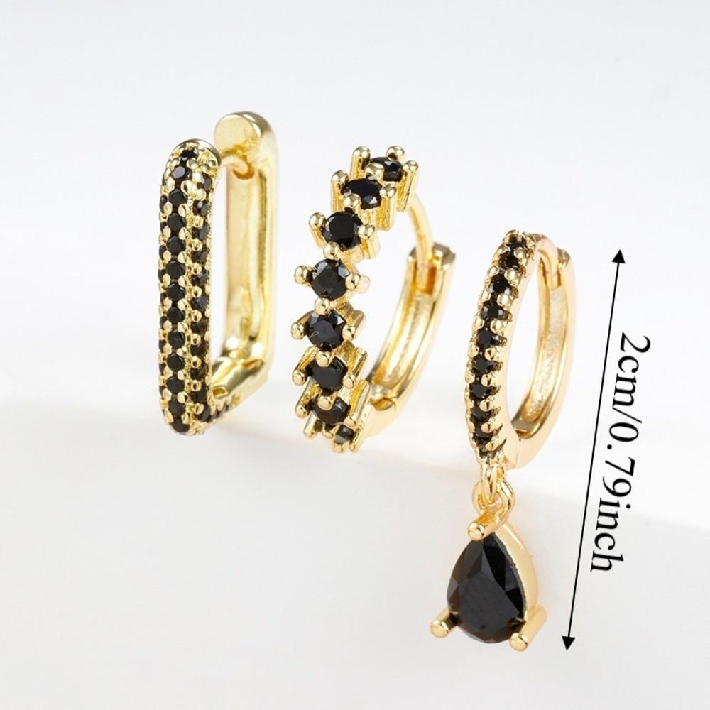 3PCS/Set Minimalist Hoop Earrings Round Shape Dainty Zircon Earrings Trendy Huggie Earrings  Wedding