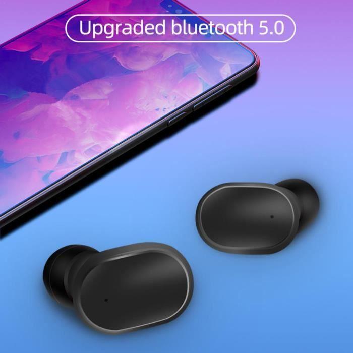 A6S TWS Oreillettes Bluetooth pour Redmi Airdots Écouteurs Sans Fil 5.0 Casque Antibruit Mic pour Xiaomi iPhone Huawei Samsung noir