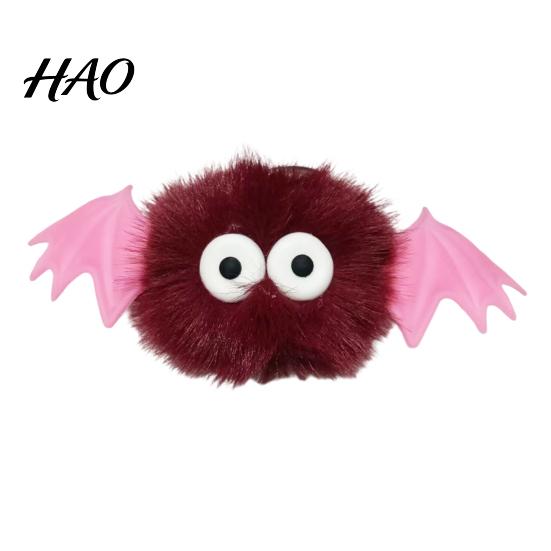 Romantic Gift for Women Halloween Bat Plush Keychain, Cute Devil Furry Pendant Party Decoration Bag Keys, Vintage Silver Alloy Key Ring, Spooky
