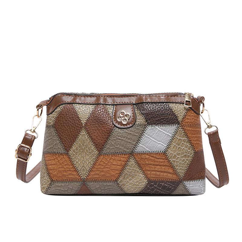 

Ethnic Style Shoulder Bag Boho Vintage Splicing Color Shoulder Bag Phone Bags Versatile Commuter Bag Women Gifts темно-коричневого