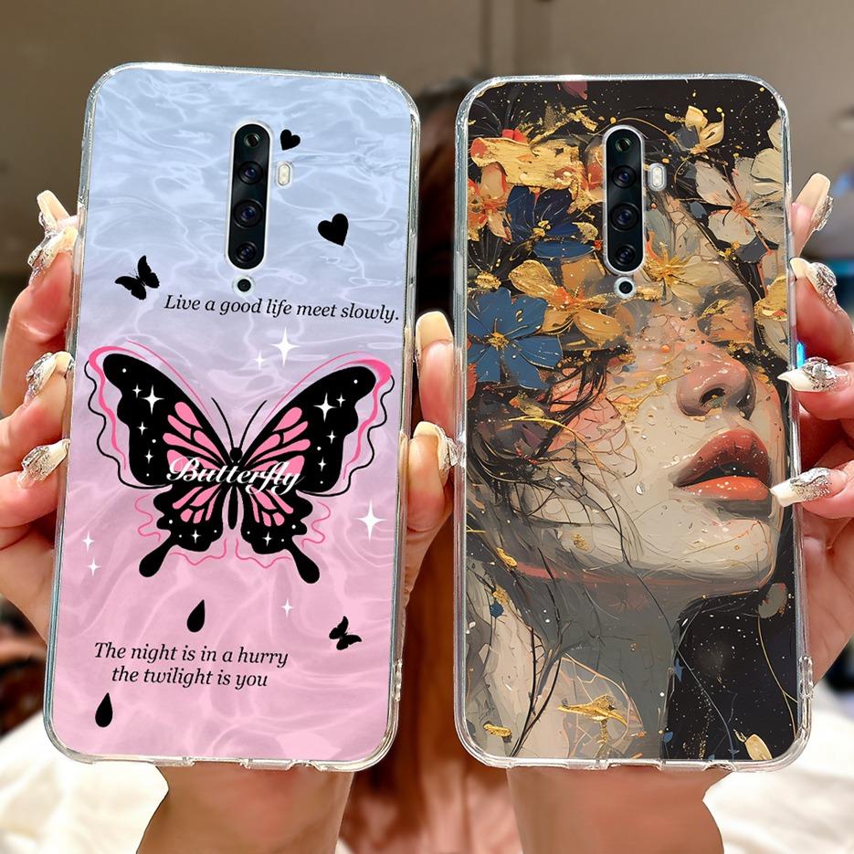For Oppo Reno 2 Case Reno 2F 2Z Stylish Flowers Painted Cover Soft Slim Phone Case For Oppo Reno2 F Z Reno2F Reno2Z Fundas Coque