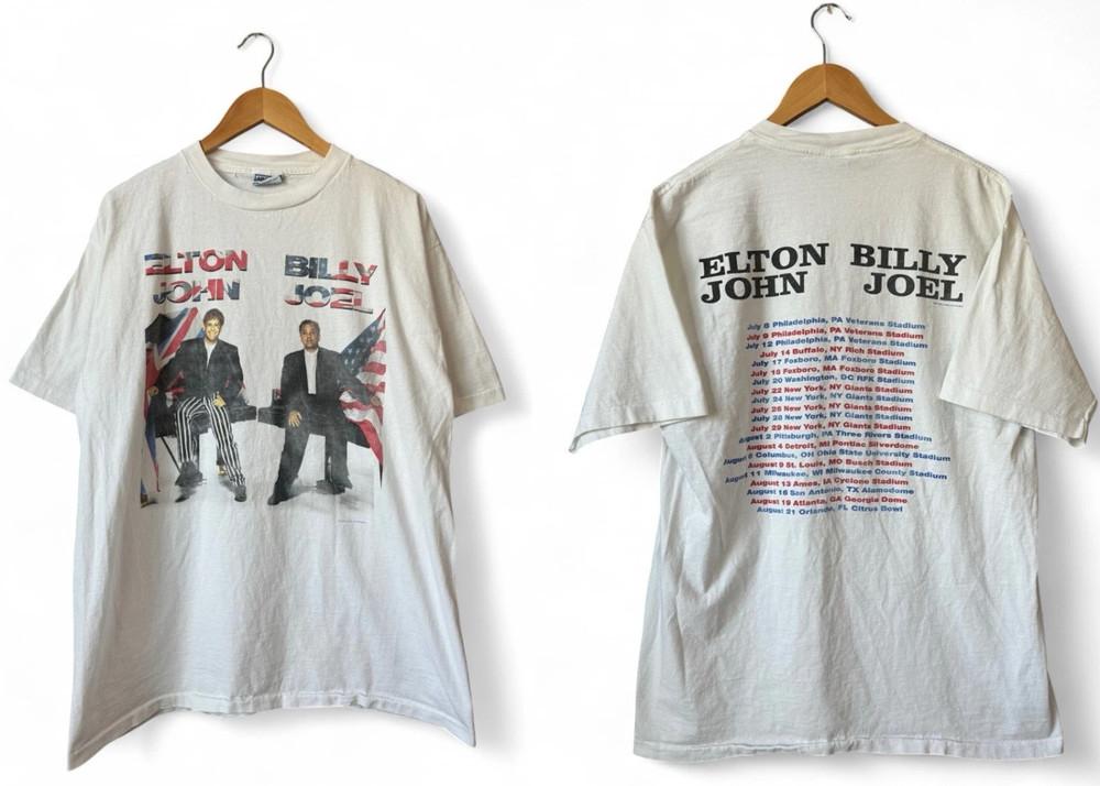 Billy Joel Tour Mit Elton Nachgedrucktes Weißes T-Shirt Volle Größe S-5XL