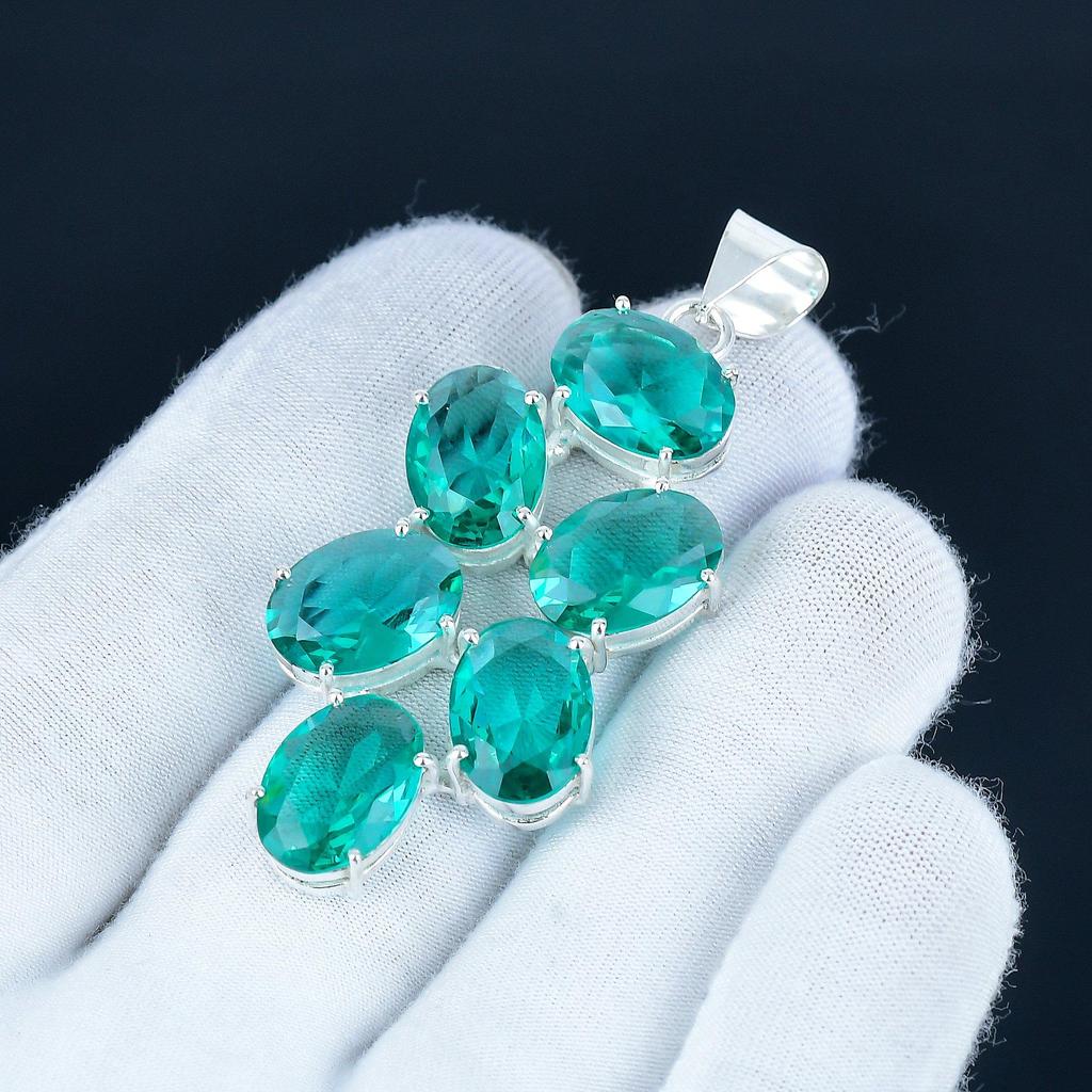 Grüner Apatit Edelstein Anhänger 925 Sterlingsilber - Handgefertigtes Design, Alltagsschmuck, Einzigartiger Grüner Apatit Anhänger Geschenk Für Frauen